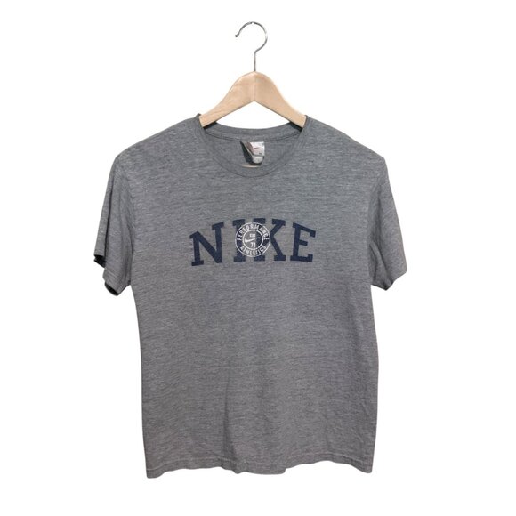 VTG Y2K Nike Women’s T-Shirt Gray Nike Logo Short Sleeve 100% Cotton Sz M Gorp - Picture 1 of 11